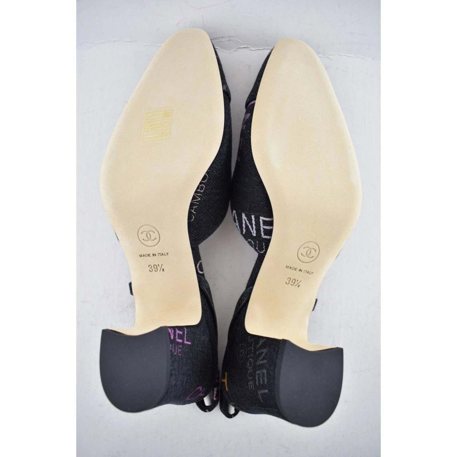 Chanel 22P Mademoiselle Coco Sling Denim Slingback Sandal Heel 39.5 Size US 9.5 / IT 39.5 - 12 Thumbnail
