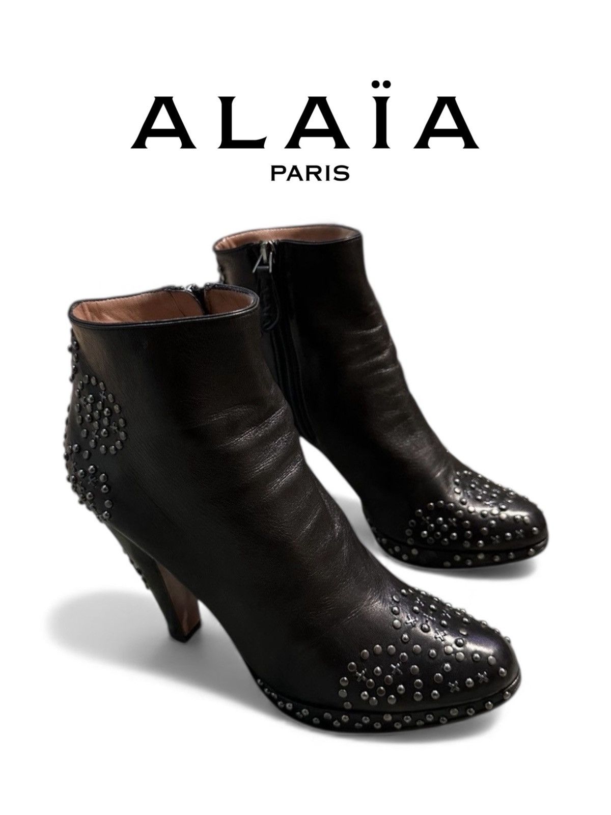 Alaia ALAÏA Leather Zipper Studded Accent Boots Size US 8.5 / IT 38.5 - 1 Thumbnail