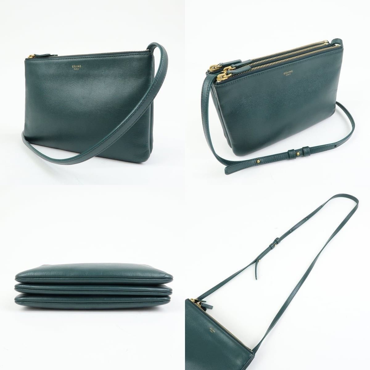 Celine Celine Trio Shoulder Bag Calfskin Crossbody Green Size ONE SIZE - 3 Thumbnail