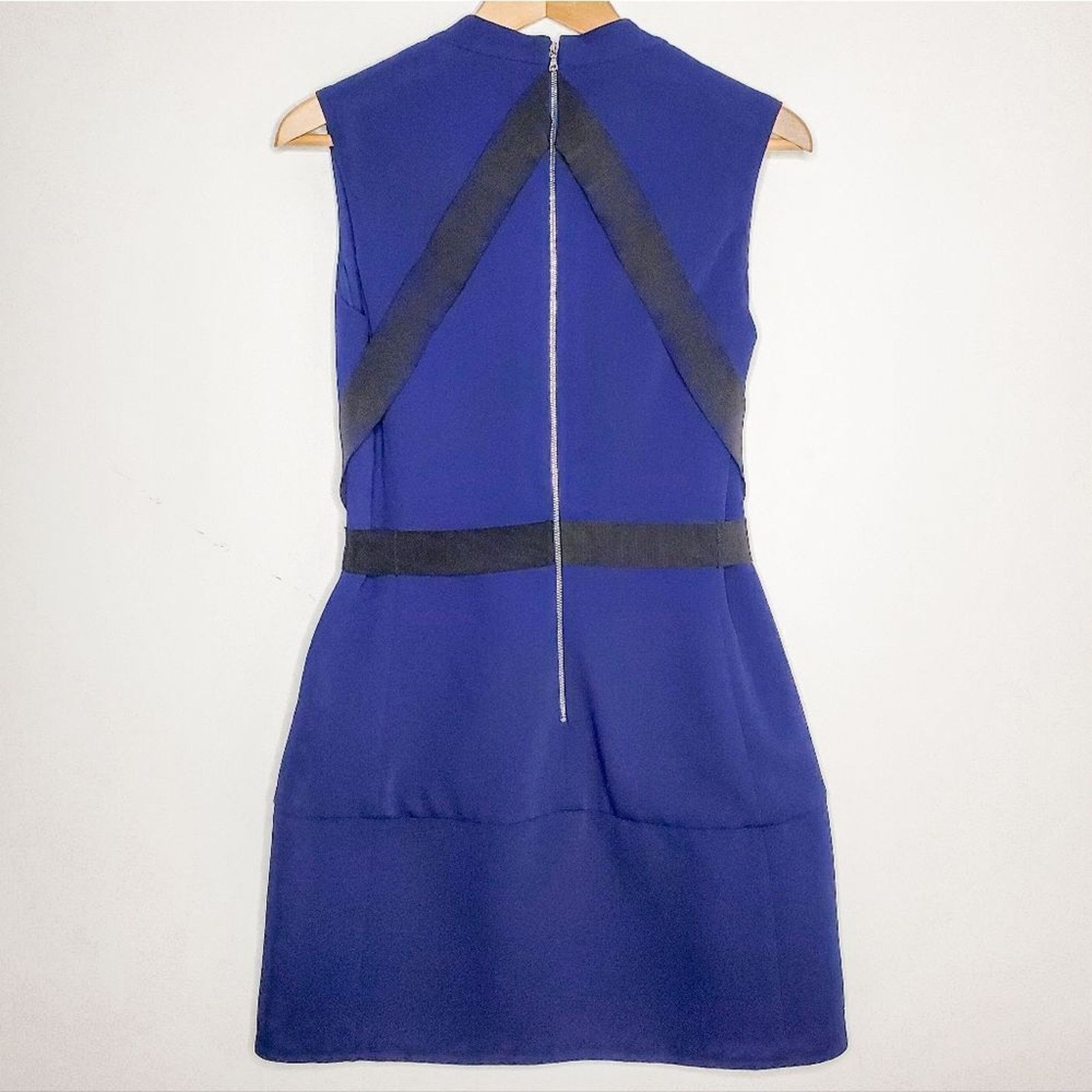 Mugler Mugler Blue Bonded Tailor A Line Belted Dress Size 38 US 6 Size S / US 4 / IT 40 - 6 Thumbnail