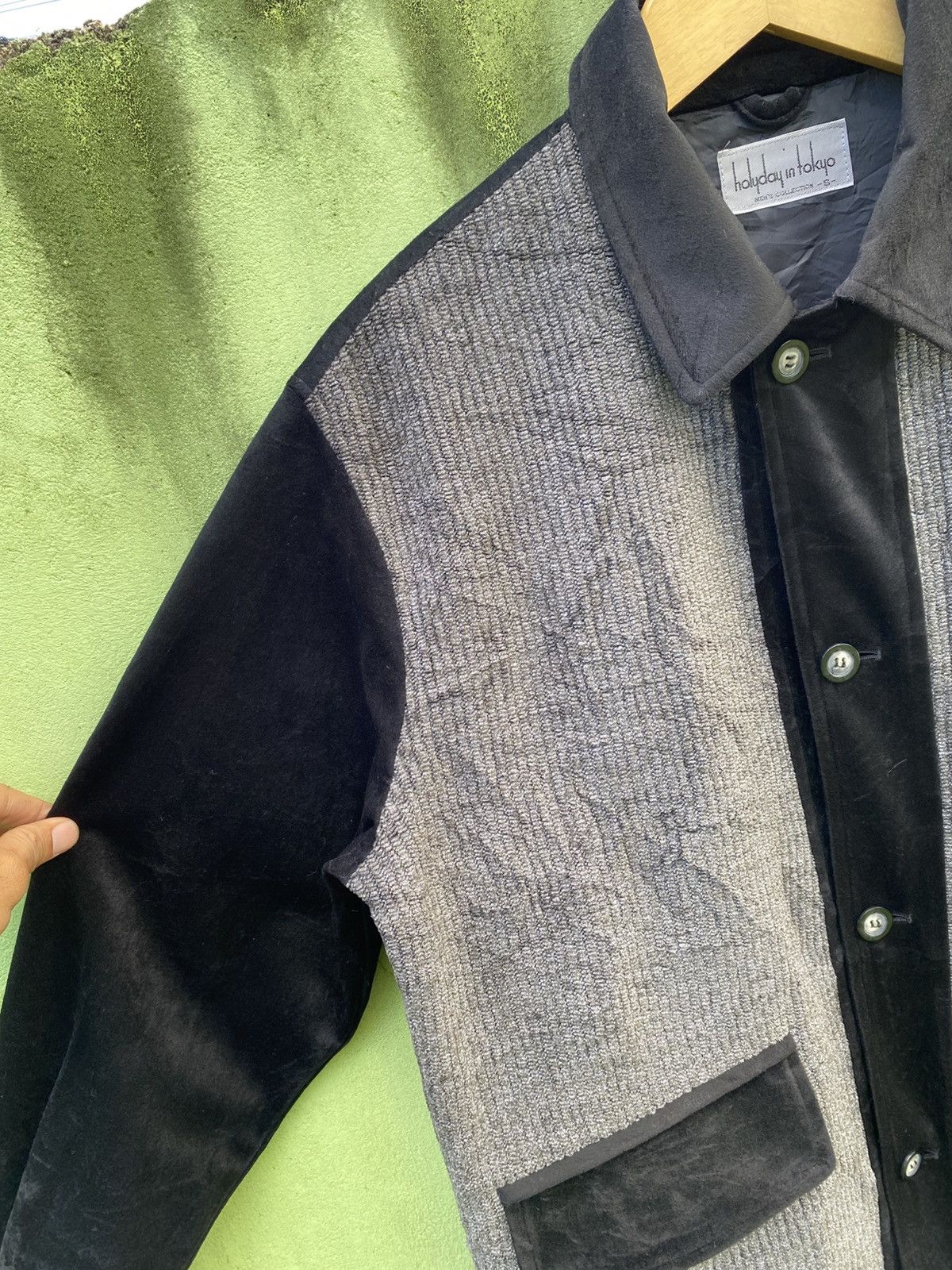 Japanese Brand Holiday in Tokyo Wool Blend Jacket Black/Grey Textured Panel Size US XL / EU 56 / 4 - 3 Thumbnail