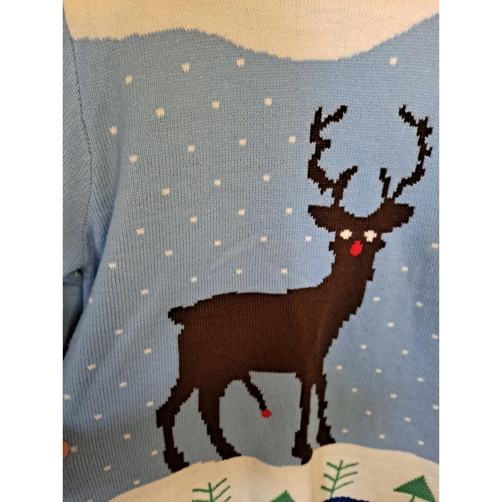 Other Skedouche Blue Rudolph Knit Christmas/Holiday Ugly Sweater S Size US S / EU 44-46 / 1 - 2 Thumbnail