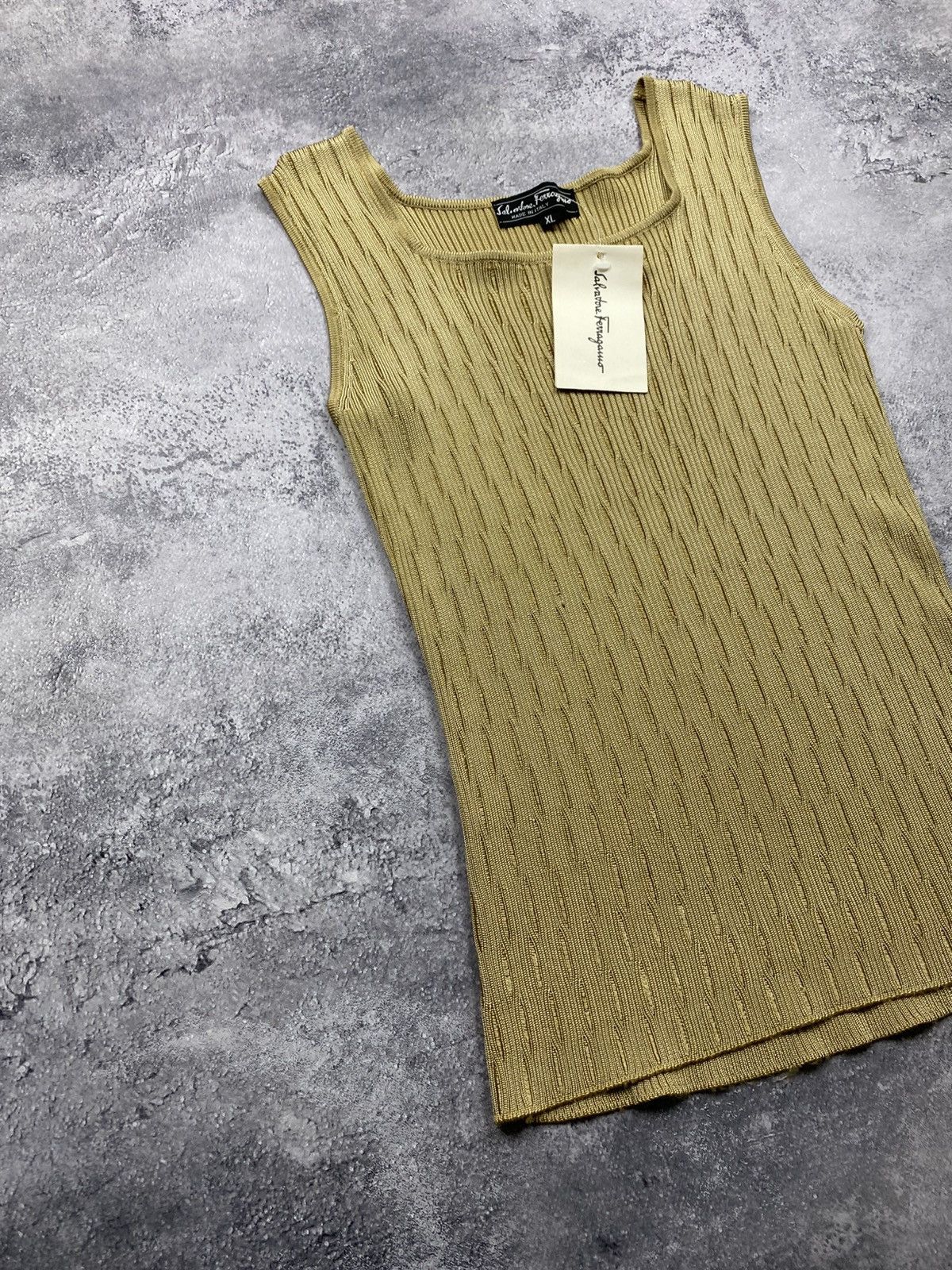 Salvatore Ferragamo Silk Tank Top Rare Striped Shirt 90s