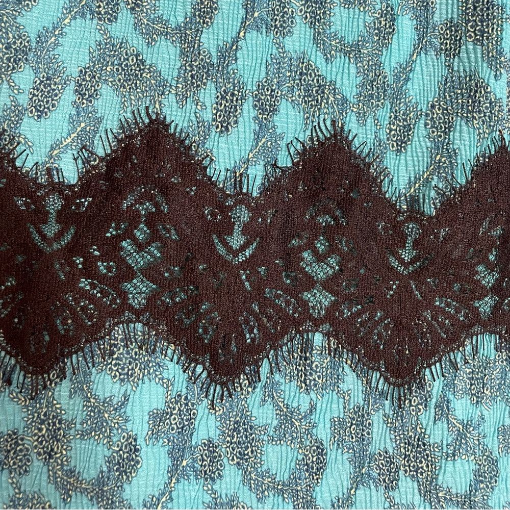 Anthropologie NWT New Anthropologie FOXIEDOX Teal Pleated Black Lace Dres Size M / US 6-8 / IT 42-44 - 8 Thumbnail