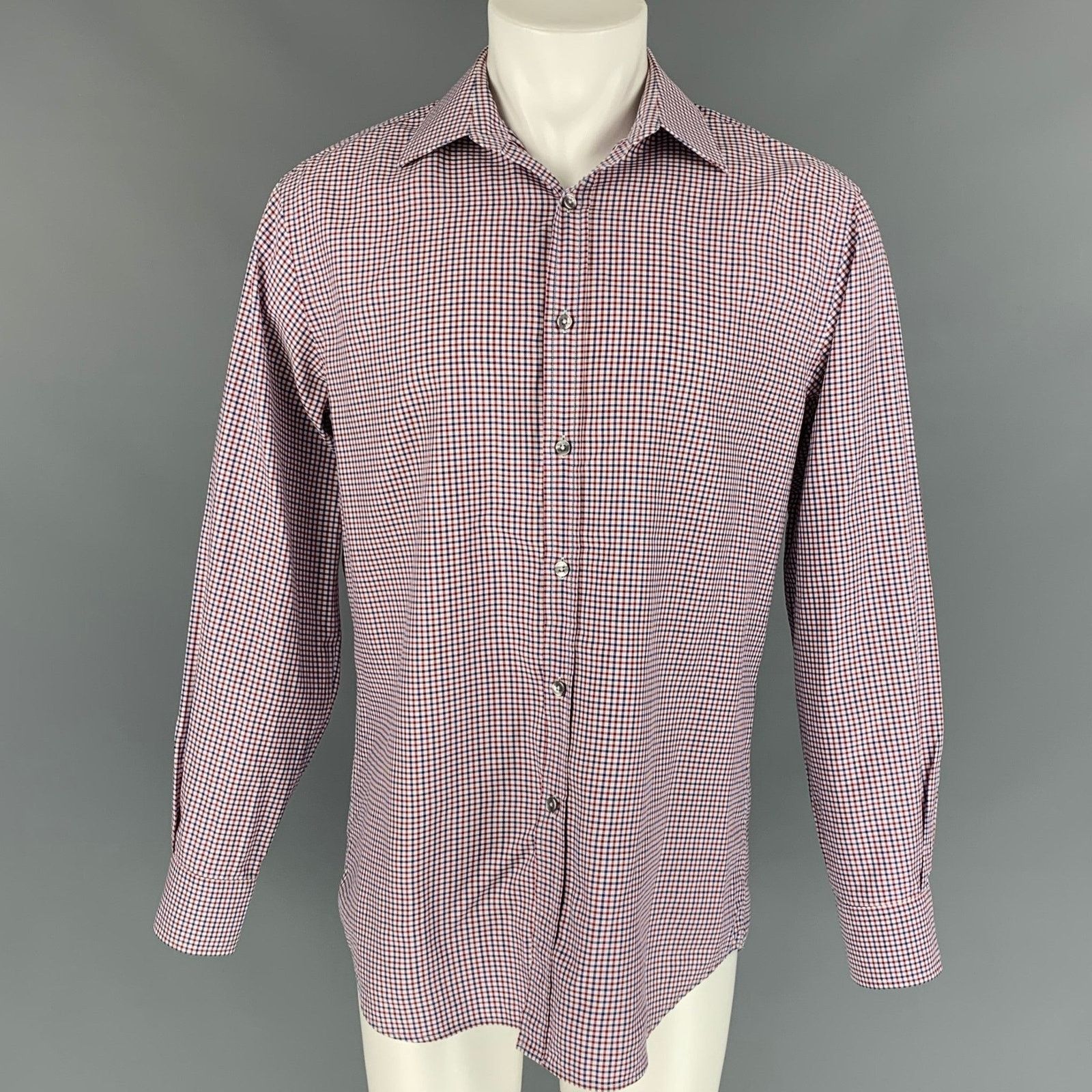 Paul Smith M Red & Blue Checkered Cotton Button Down Long Sleeve Shirt Size US M / EU 48-50 / 2 - 1 Thumbnail