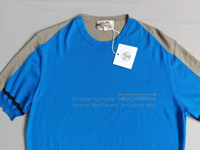 Hermes Hermes Men's color-blocked short-sleeve knit sweater, 100% Size US M / EU 48-50 / 2 - 2 Thumbnail