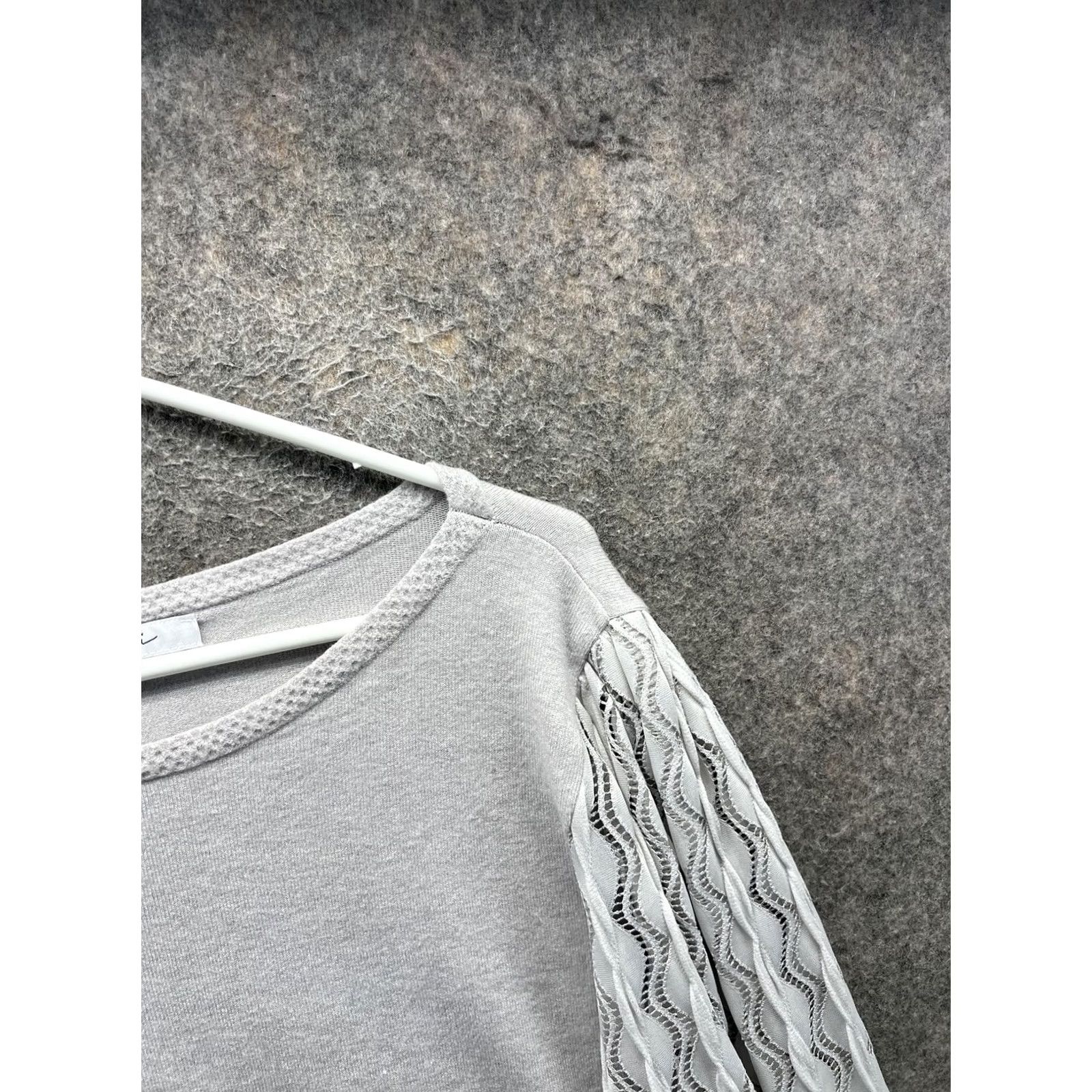 Vintage Sioni Sweater Womens XL Gray Crew Neck Crochet Balloon Sleeve Knit Pullover Size XL / US 12-14 / IT 48-50 - 7 Thumbnail