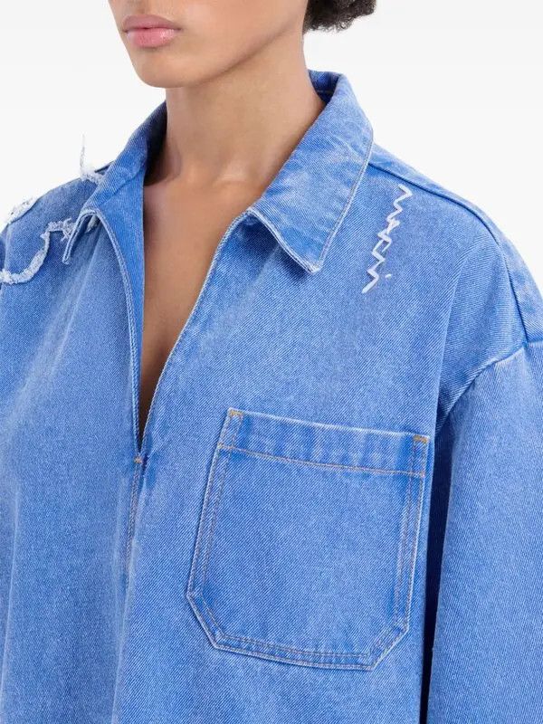 Marni o1w1db10426 Denim Mini Dress in Blue Size S / US 4 / IT 40 - 5 Thumbnail