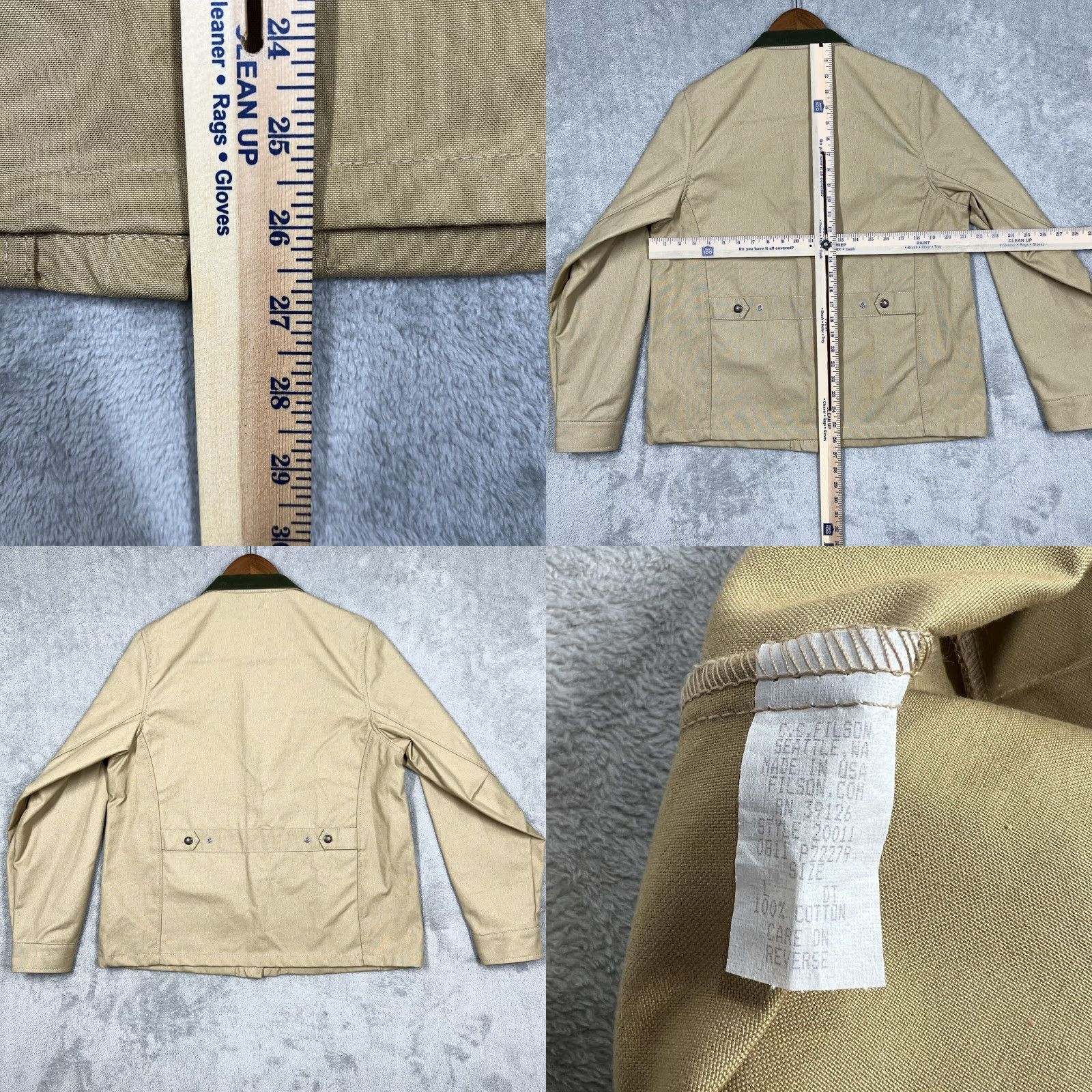 Filson Filson Tin Cloth Women's Jacket Style 20011 Button Front Green Trim Tan Cotton Canvas Work Womens Size L / US 10 / IT 46 - 8 Thumbnail