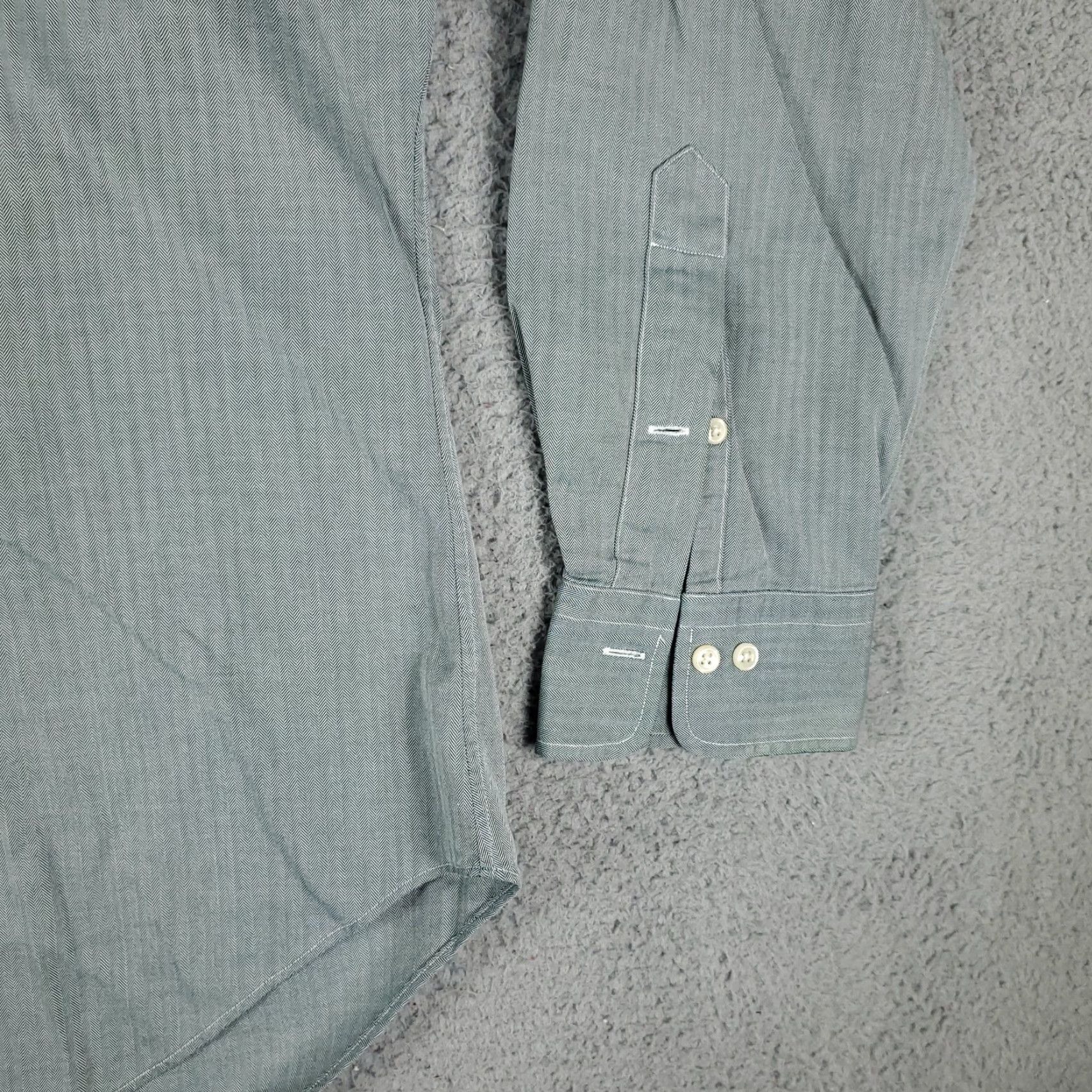 Ralph Lauren Ralph Lauren Dress Shirt Mens 17 Green Gray Striped Long Sleeve Button-Down Casual American Classic Size 46R - 4 Thumbnail