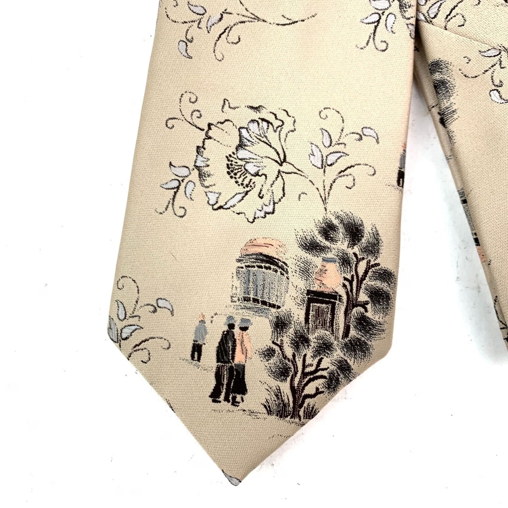 Vintage VINTAGE Damon Tie Asian Floral Polyester Union Made in USA Mens 54 x 4.25" Size ONE SIZE - 2 Thumbnail