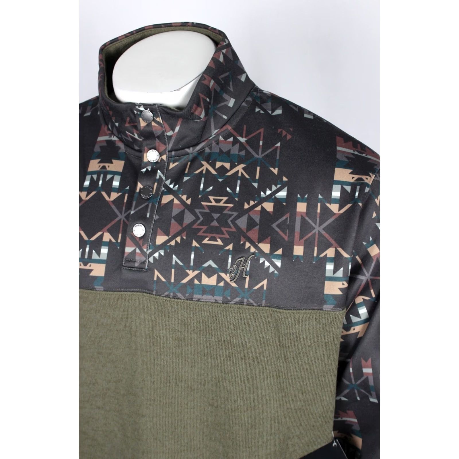Vintage Hooey Men's Stevie Pullover XL Brown Blue Aztec Geo HH1248BRAZ Pullover Shirt Mens XL Brown Aztec Geo HR Size US XL / EU 56 / 4 - 4 Thumbnail