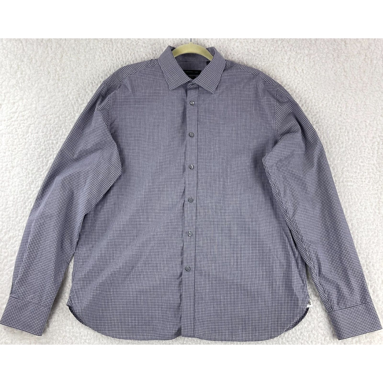 John Varvatos John Varvatos Gray Plaid Dress Shirt Mens Size XL Long Sleeve Cotton Regular Fit Size 46R - 2 Thumbnail
