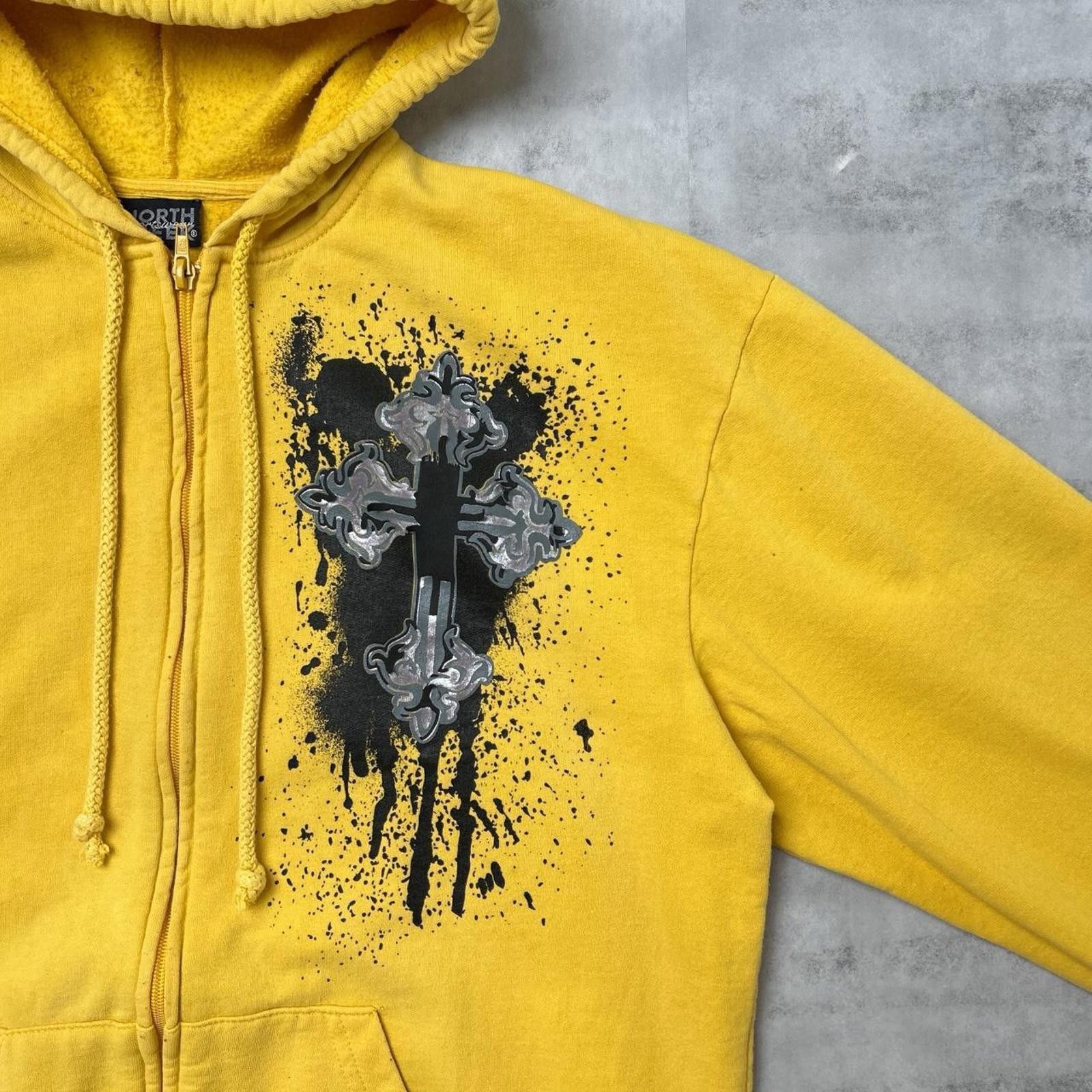 Other Y2K Gothic Cross 00s Yellow Hoodie Jacket Size US M / EU 48-50 / 2 - 4 Thumbnail
