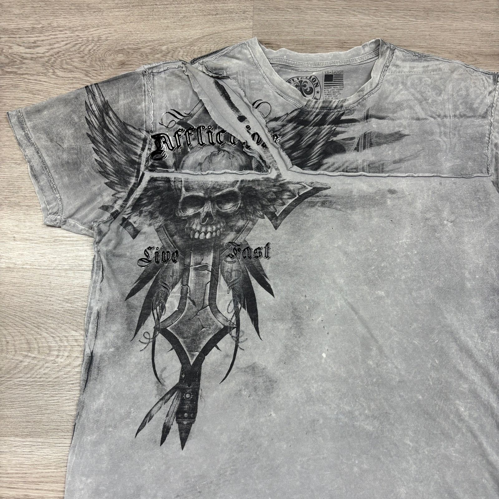 Affliction Affliction Terminus Live First Skull Distressed Shirt 2XL Size US XXL / EU 58 / 5 - 2 Thumbnail