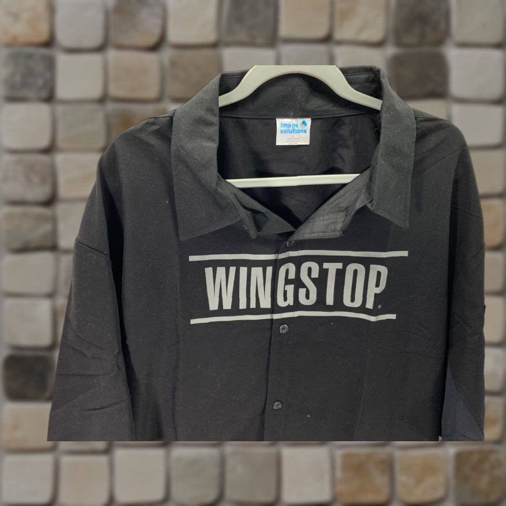 Vintage Image Solutions Wingstop Button-Up Shirt Mens XL Black Short Sleeve Button-Up Shirt Men XL Black Solid Easy Care Pockets Classic, Outdoor Size US XL / EU 56 / 4 - 1 Thumbnail