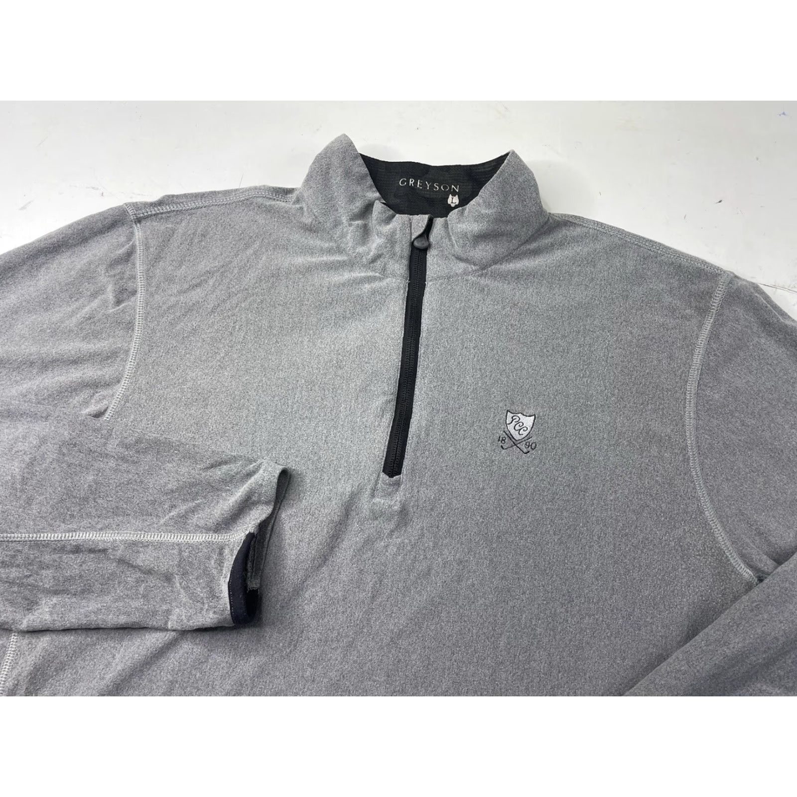 Vintage Greyson Tate 1/4 Zip Mock Neck Pullover Mens L Gray Embroidered Logo Zip Casual Activewear Golf | 1/4 Zip | Regular Fit Size US L / EU 52-54 / 3 - 2 Thumbnail