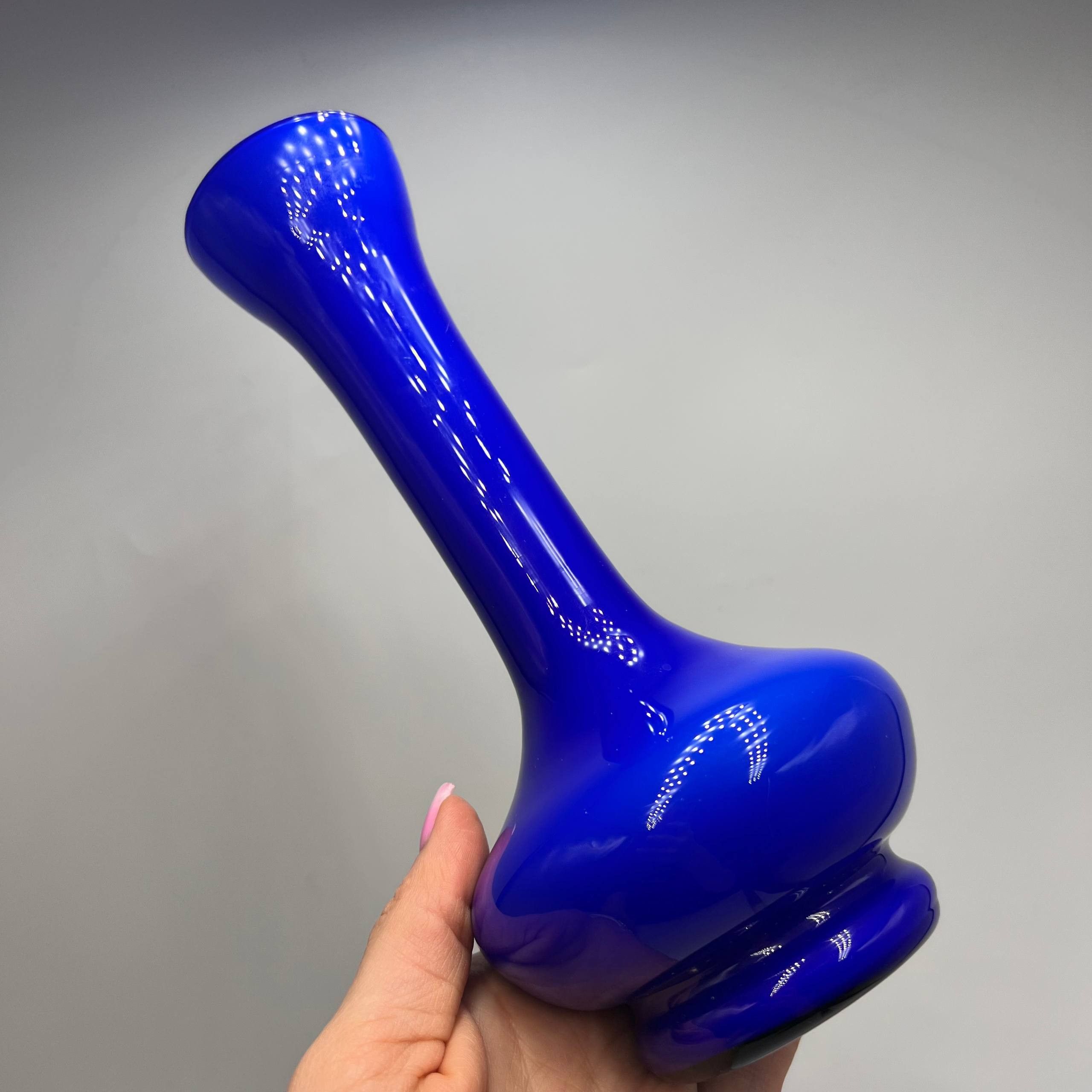 Vintage Vintage Cobalt Blue Glass Vase 21 cm – Ukrainian Art Glass Size ONE SIZE - 11 Thumbnail