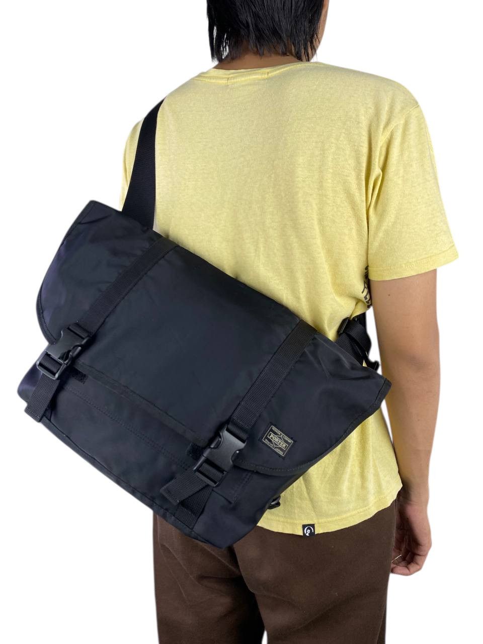 Porter Porter Yoshida Monochrome Messenger Black Canvas Bag Size ONE SIZE - 1 Thumbnail
