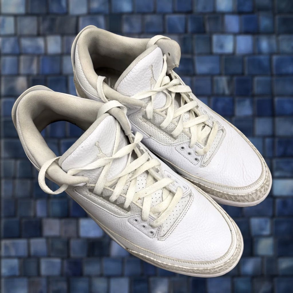 Jordan Brand Air Jordan 3 Retro 2025 Pure Money Sneaker Mens Size 12 White Leather CT8532-111 Size US 11 / EU 44 - 1 Thumbnail