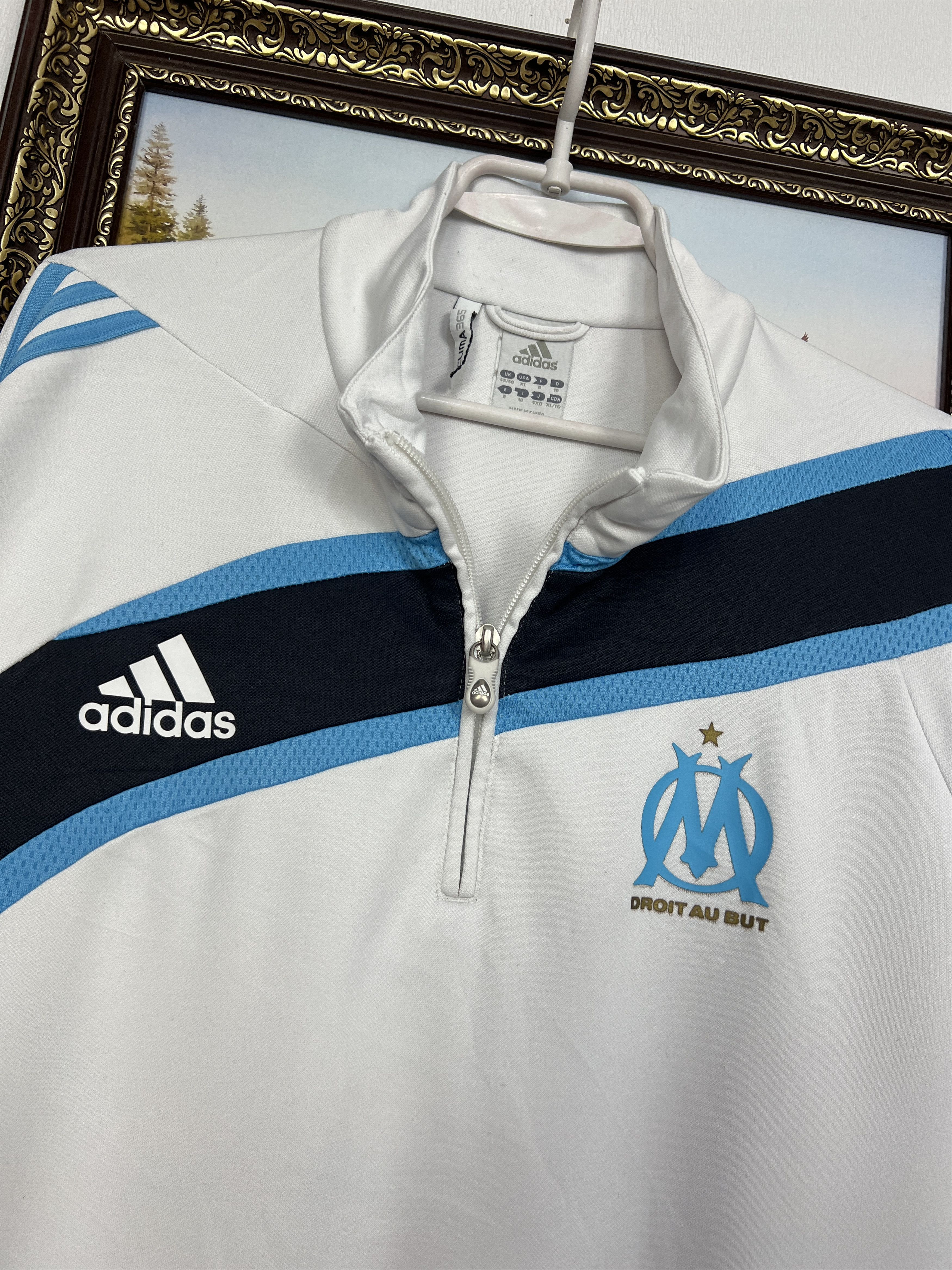 Adidas Vintage Olympique Marseille Football Jacket Soccer Track Top Size US XL / EU 56 / 4 - 3 Thumbnail