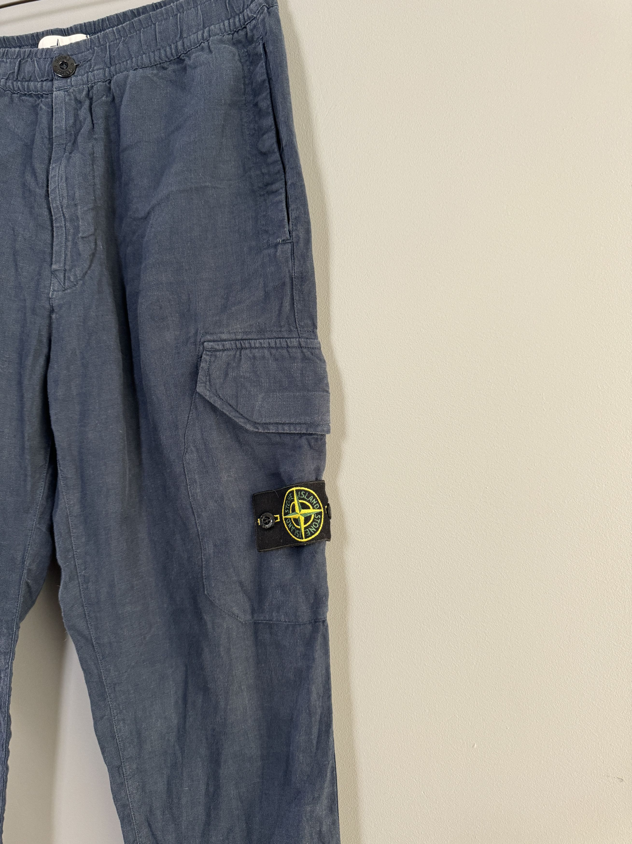Stone Island Stone Island Patch Pocket Cargo Trousers Linen Pants Size 31 Size US 31 - 3 Thumbnail