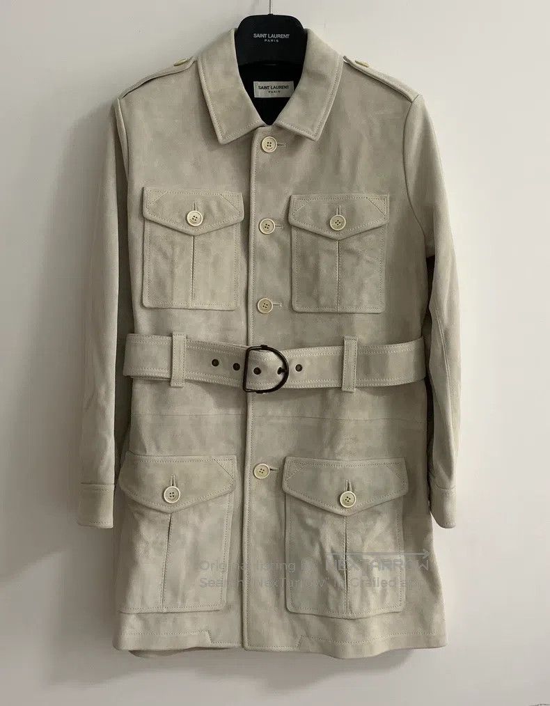 Saint Laurent Paris Saint Laurent Paris Ivory four-pocket suede distressed hun Size US S / EU 44-46 / 1 - 1 Thumbnail
