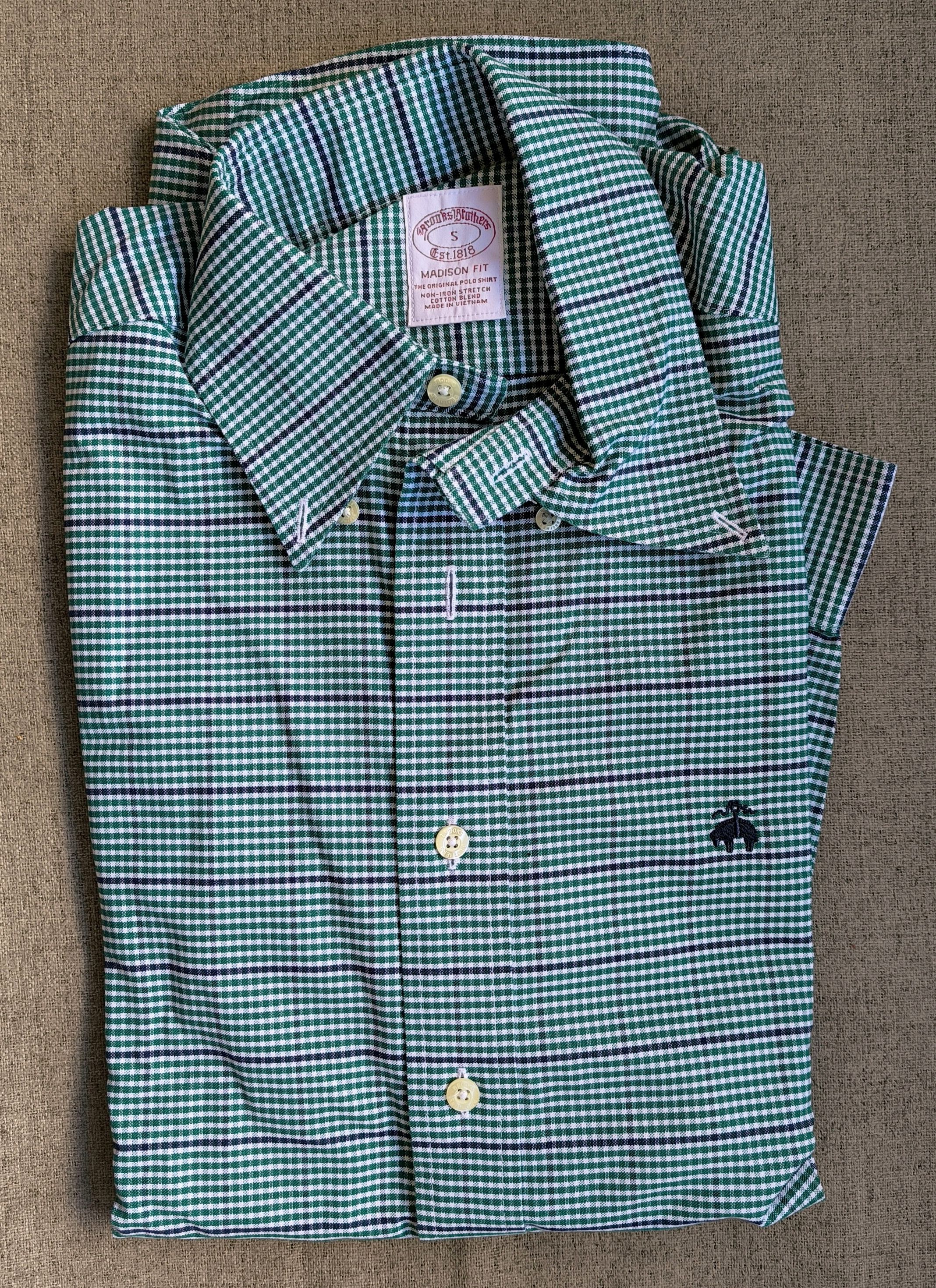 Brooks Brothers Brooks Brothers Madison Fit Green Check Oxford Shirt NWT Size US S / EU 44-46 / 1 - 1 Thumbnail