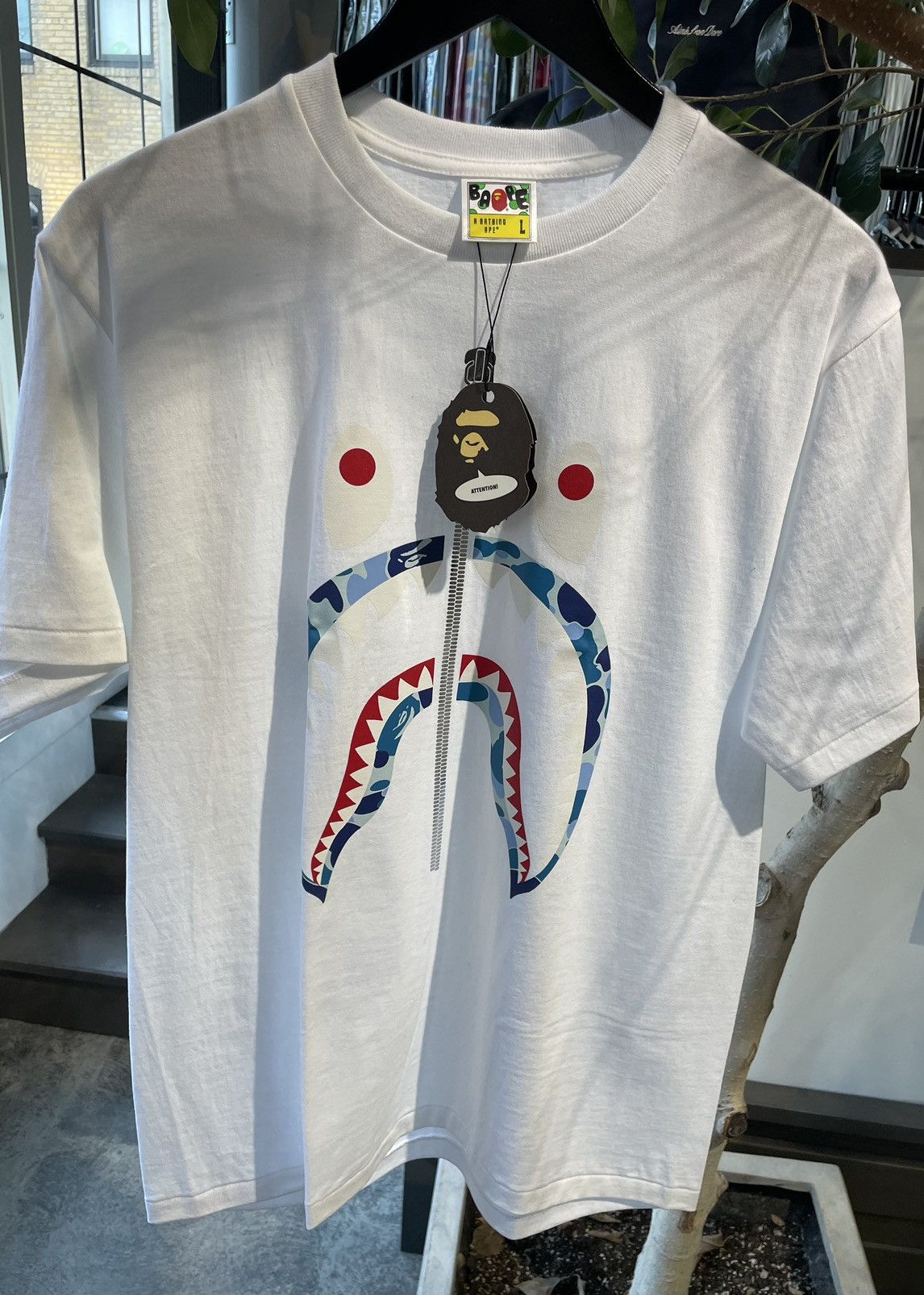 Bape BAPE ABC Camo Shark Tee White/Blue/Silver Size US L / EU 52-54 / 3 - 2 Thumbnail