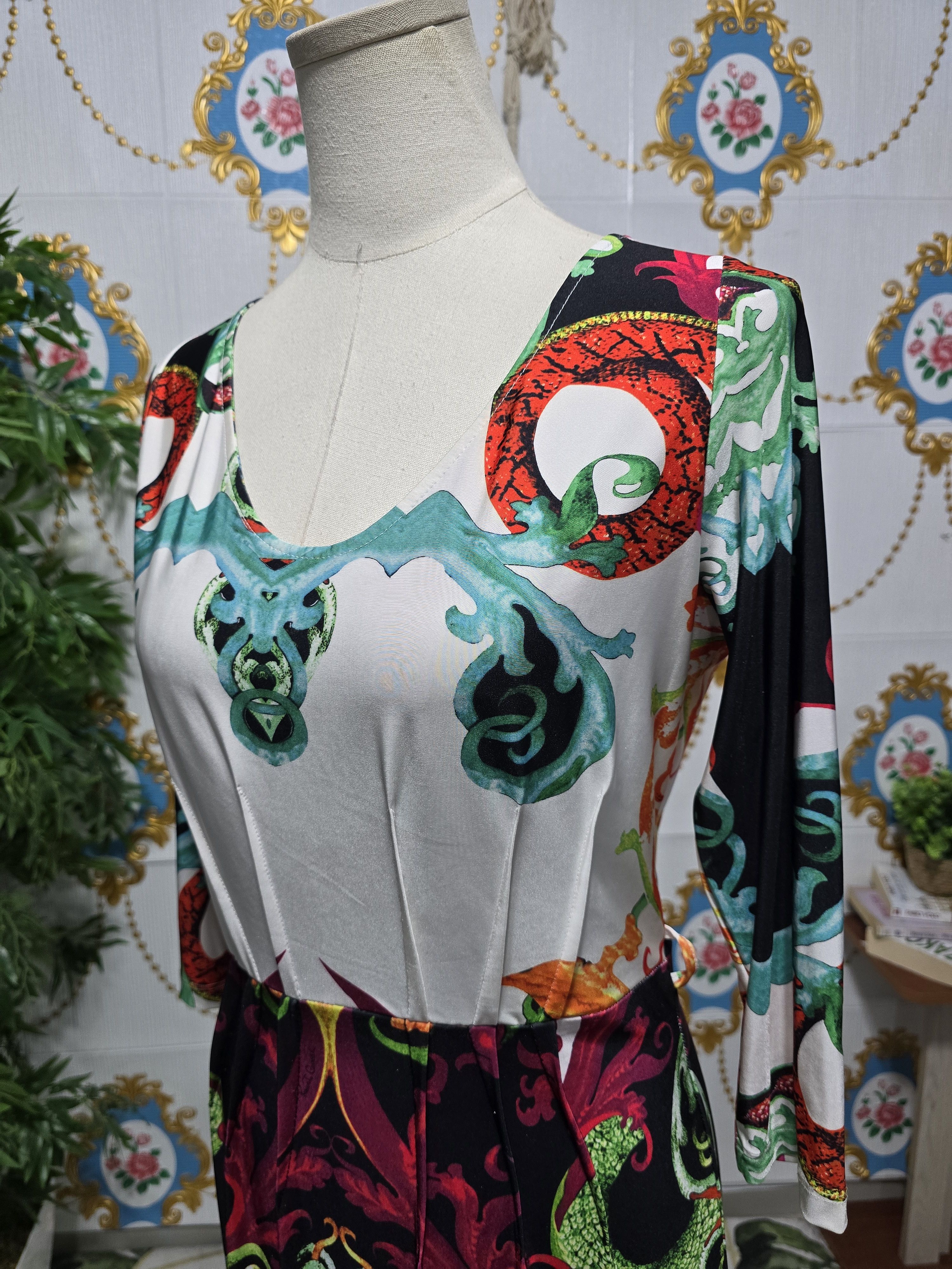 Roberto Cavalli Roberto Cavalli dress intricate print with baroque and snake Size M / US 6-8 / IT 42-44 - 8 Thumbnail