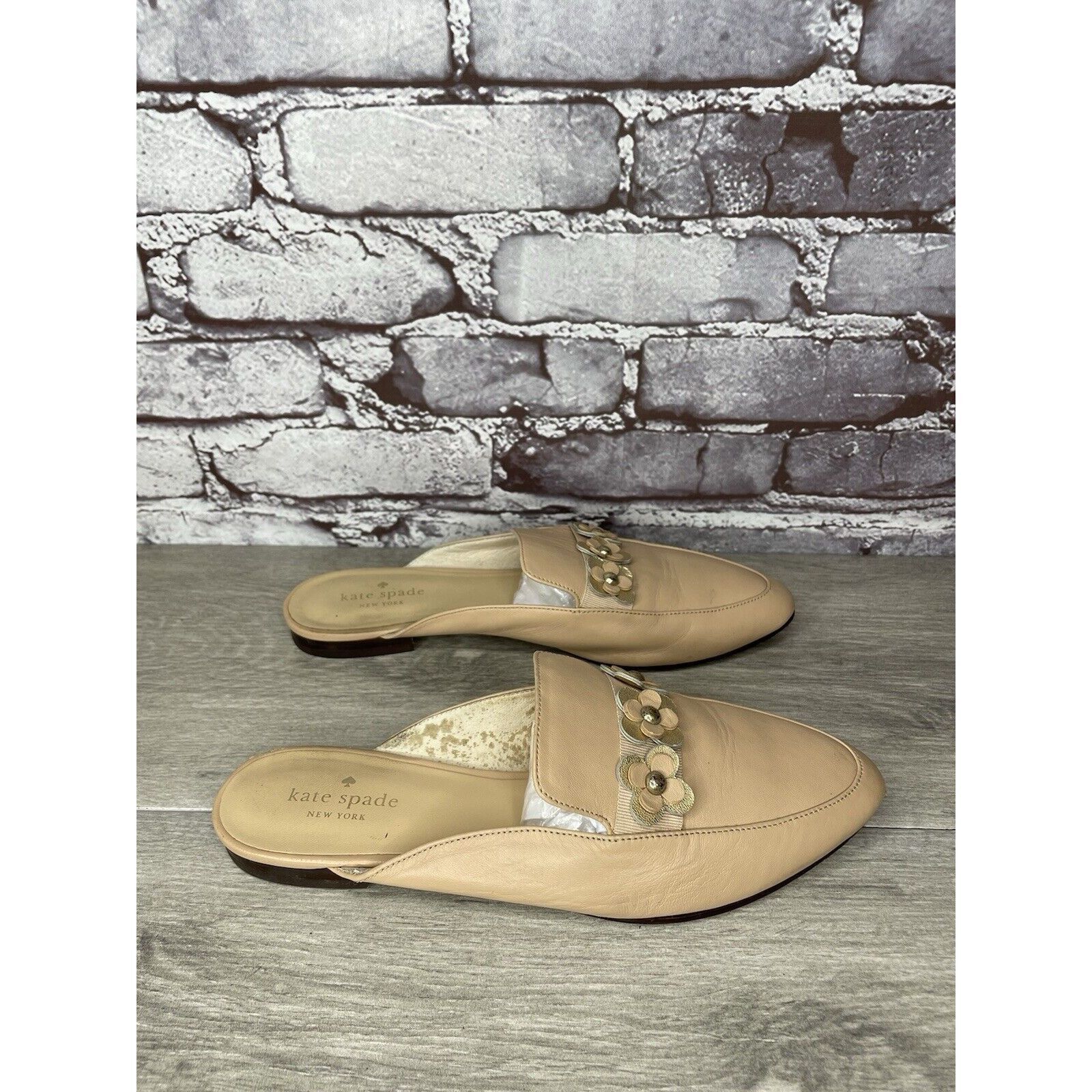 Kate Spade Kate Spade Nude Pink Leather Floral Accent Pointed Mules Sho Size US 8 / IT 38 - 13 Thumbnail