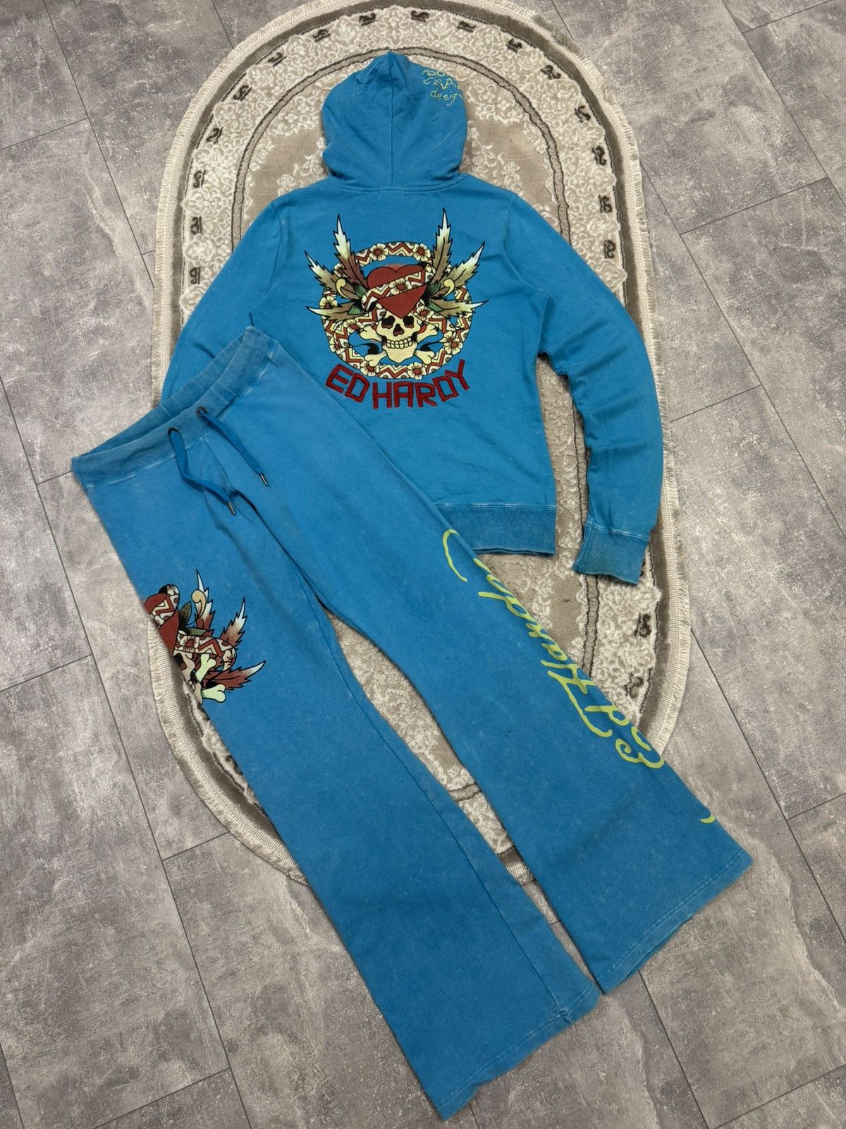 Ed Hardy Vintage Y2k Ed Hardy Suit(Pants+Zip Sweatshirt) Japanes 90’s Size L / US 10 / IT 46 - 2 Thumbnail