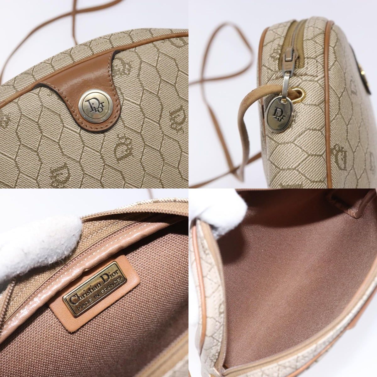 Dior DIOR Honeycomb Canvas Shoulder Bag Pvc Beige Gold Size ONE SIZE - 11 Thumbnail