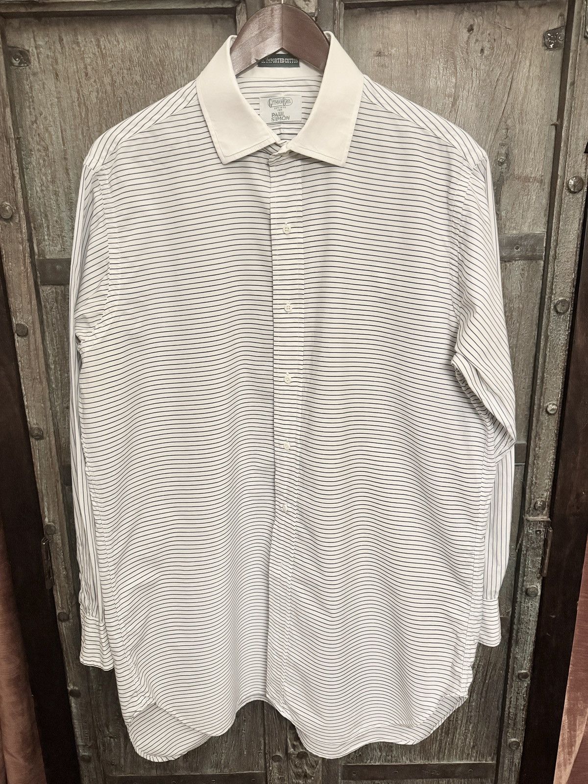 Gitman Bros. Vintage Gitman x Paul Simon Blue/White Striped Dress Shirt Size US L / EU 52-54 / 3 - 1 Thumbnail