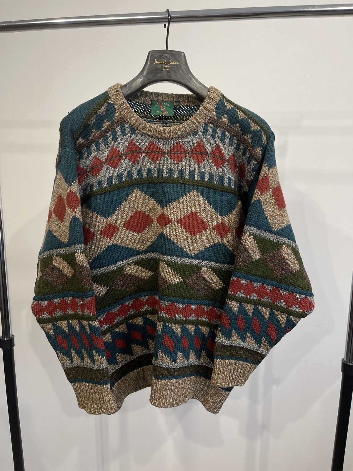 Designer × Vintage Gaeltarra Mens rare Nordic Wool Sweater knit jumper Ireland Size US L / EU 52-54 / 3 - 1 Thumbnail
