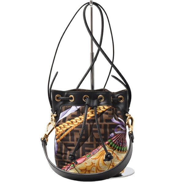 Fendi Fendi Fendace Leather Canvas 2way Shoulder Bag Leather Shoulder Bag 8BS010 DUTY FREE for USA