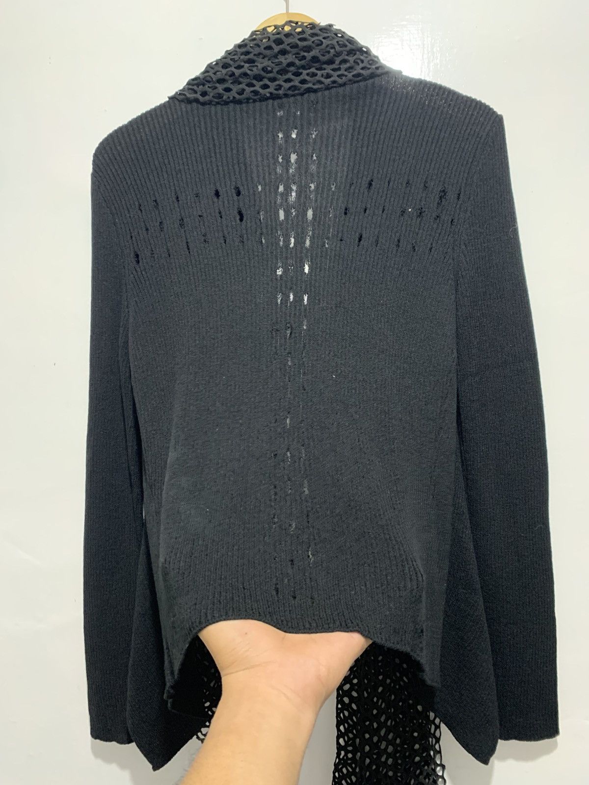Japanese Brand Trussardi Cross Distressed Back Cardigan with Scarf Size M / US 6-8 / IT 42-44 - 10 Thumbnail