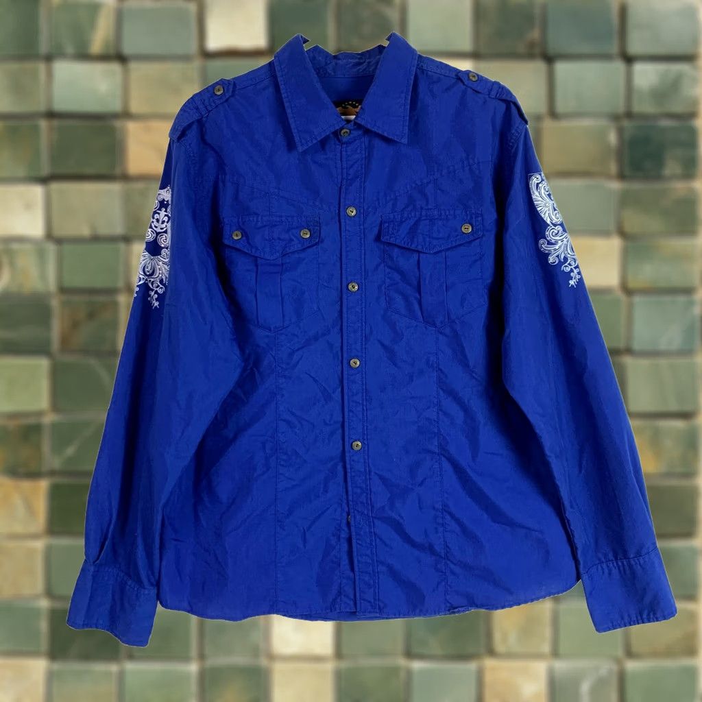 Affliction Y2K El General Western Rhinestone Affliction Look Cowboy Rodeo Shirt XL Blue Button-Front Long Sleeve Ladies? Men's? Size US XL / EU 56 / 4 - 1 Thumbnail