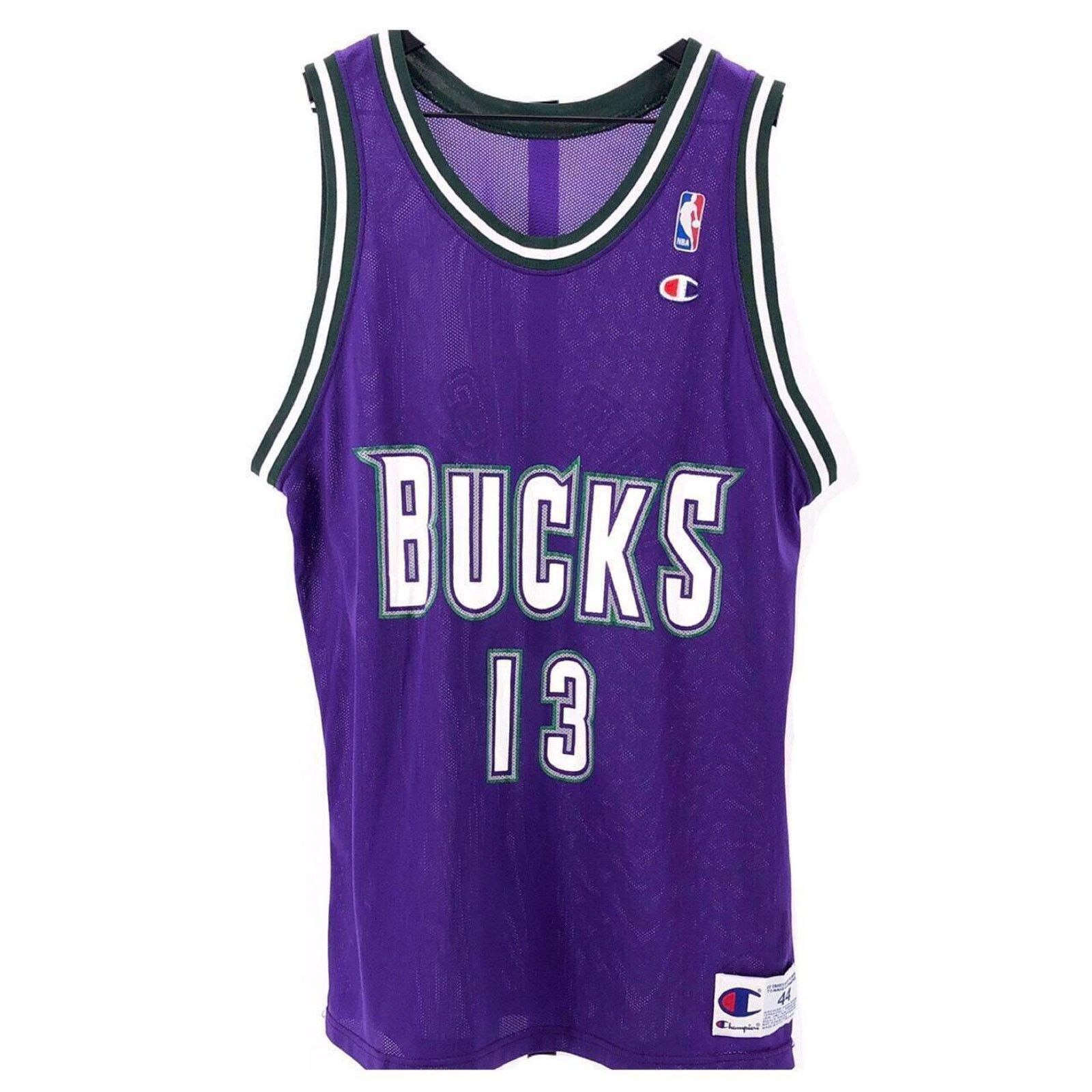image of Champion x Vintage Milwaukee Bucks Nba Basketball Glenn Robinson 13 Jersey 90's in Purple (Size Lar