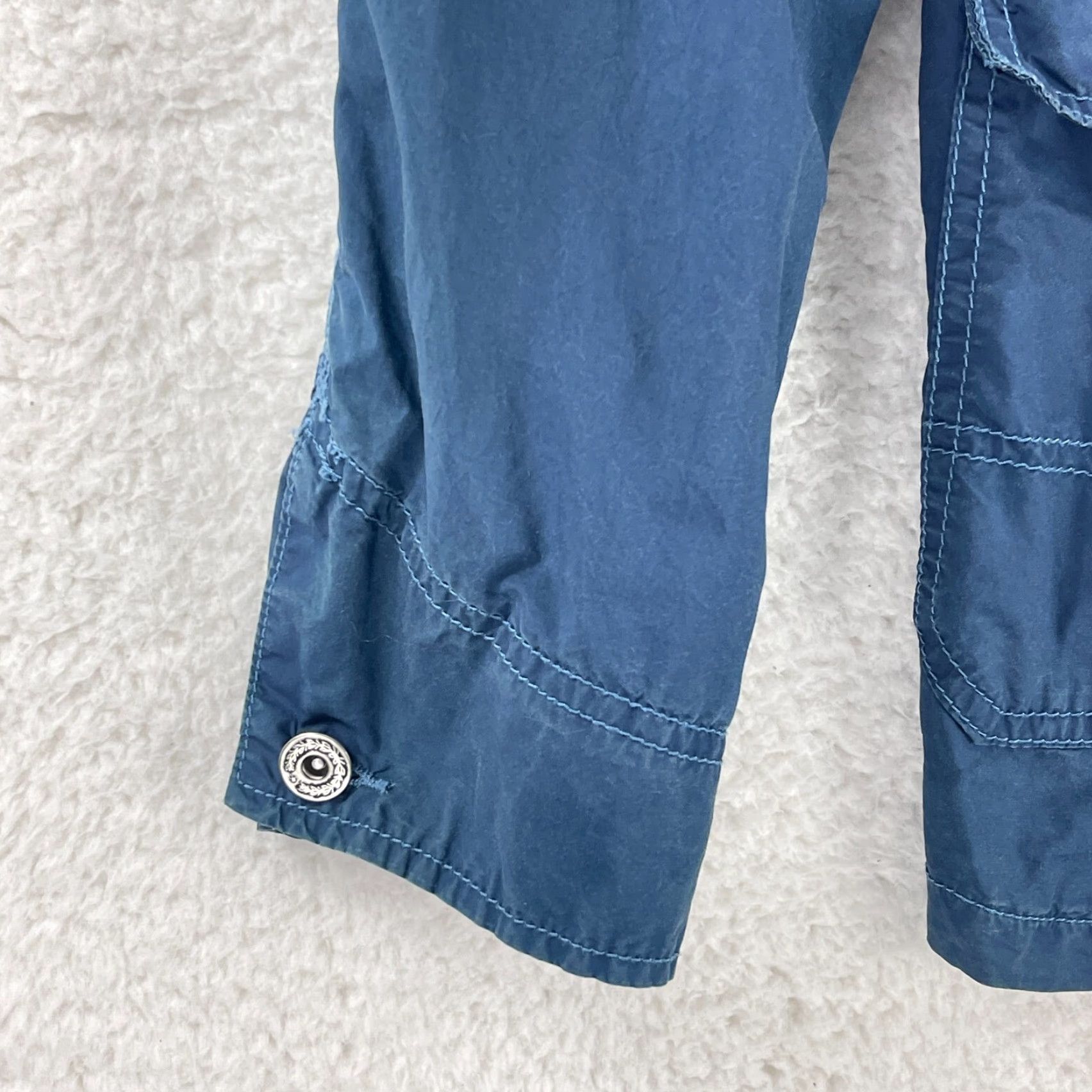Free People Free People Blue Button-Front Trench Coat Jacket Womens Size 10 Size L / US 10 / IT 46 - 6 Thumbnail