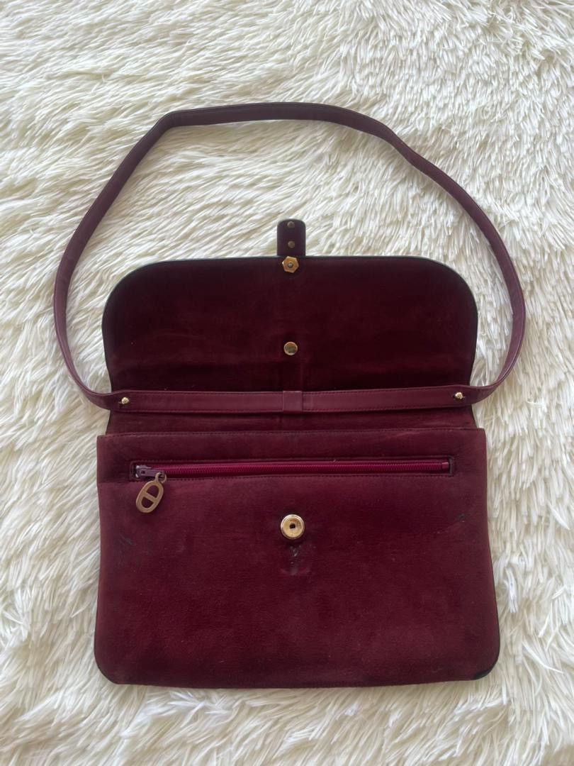 Christian Dior Monsieur Christian Dior Suede Leather Burgundy Shoulder Bag Size ONE SIZE - 12 Thumbnail