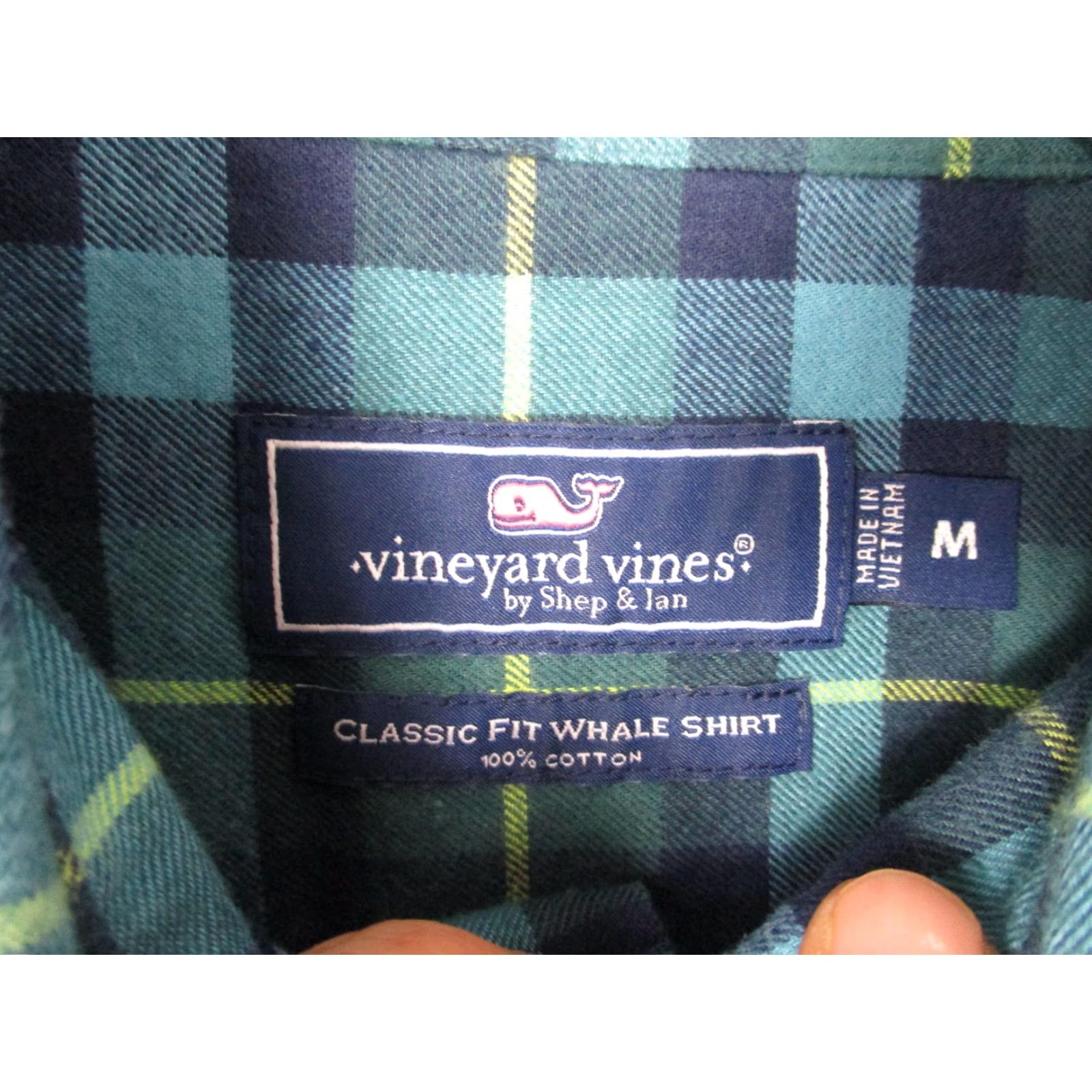 Vineyard Vines Vineyard Vines Classic Fit Whale Shirt Mens M Blue Green Plaid Flannel NWT Size US M / EU 48-50 / 2 - 5 Thumbnail