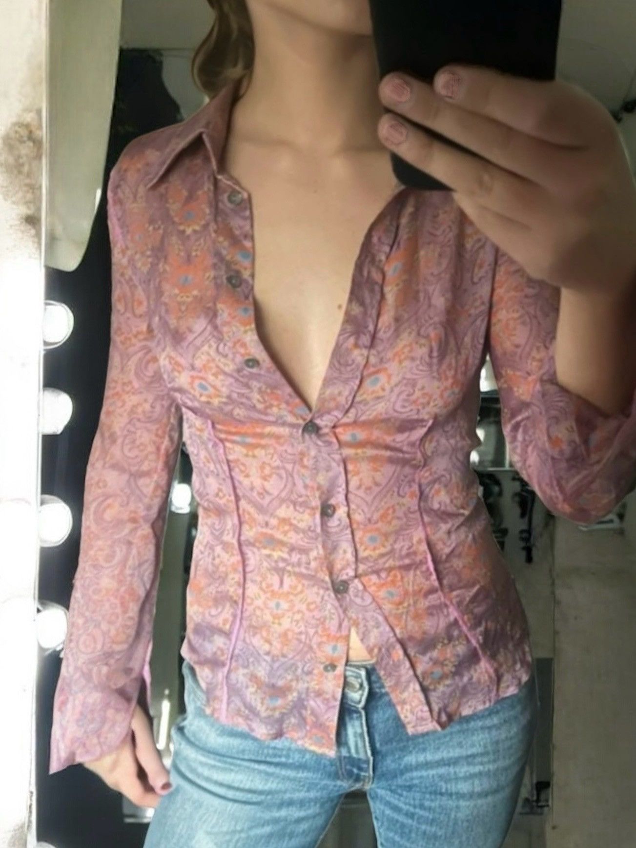 Dolce & Gabbana S/S 2000 Dolce & Gabbana Pink Paisley Shirt Size XS / US 0-2 / IT 36-38 - 3 Thumbnail