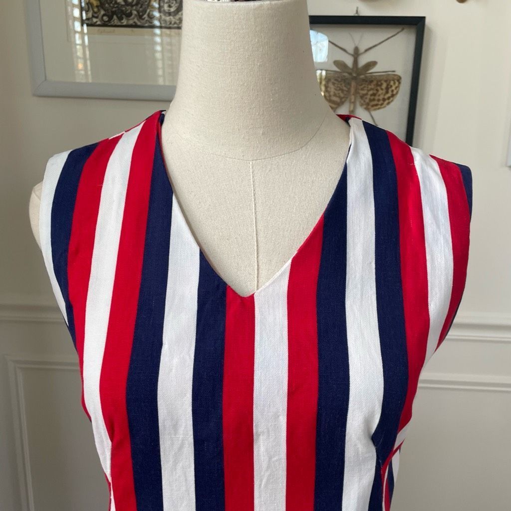 Vintage Vintage 60s Mod Stripe GoGo Mini Dress Red Blue S Size S / US 4 / IT 40 - 2 Thumbnail