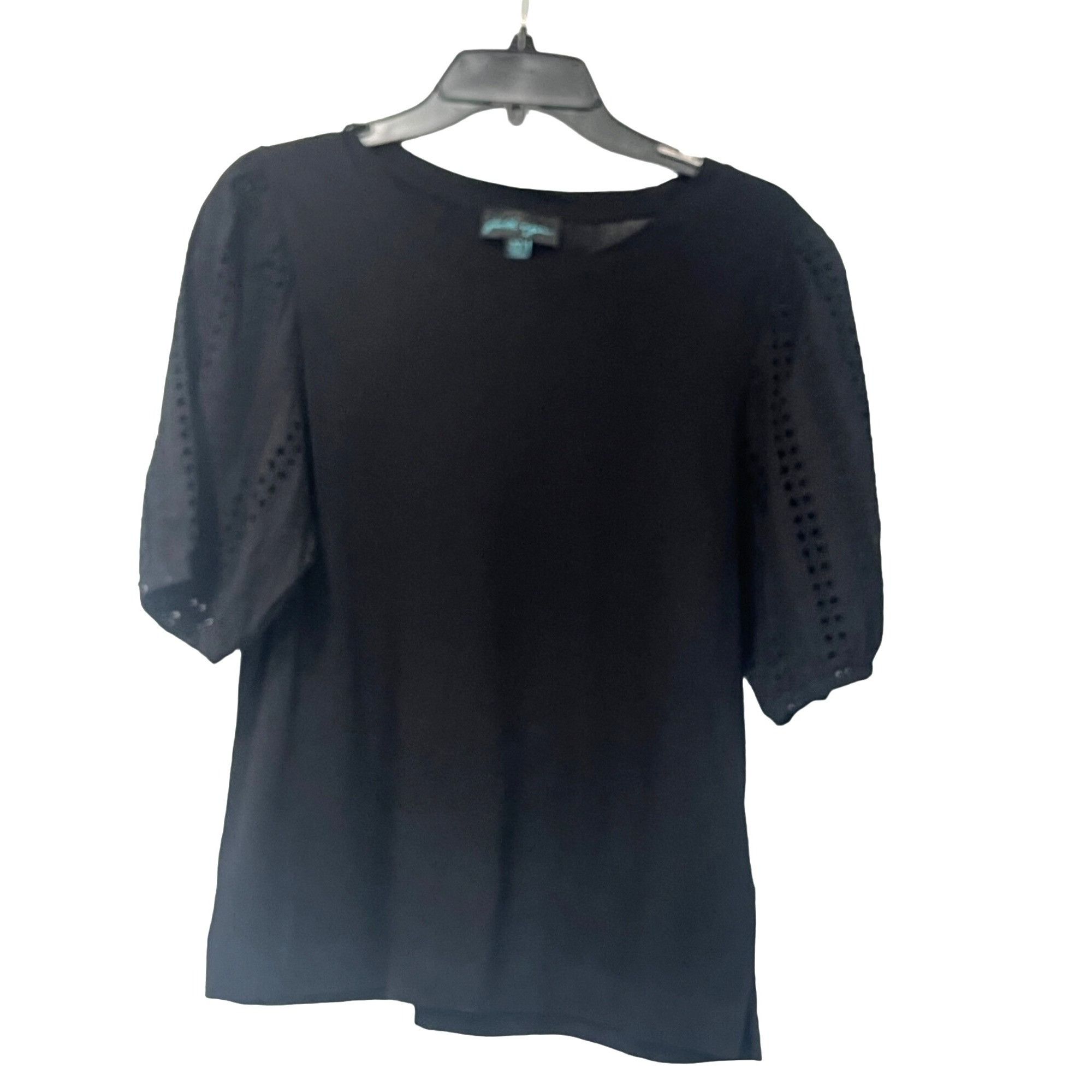 Other Faith & Zoe Women’s Eyelet Ballon Sleeve Top, Black, M Size M / US 6-8 / IT 42-44 - 1 Thumbnail