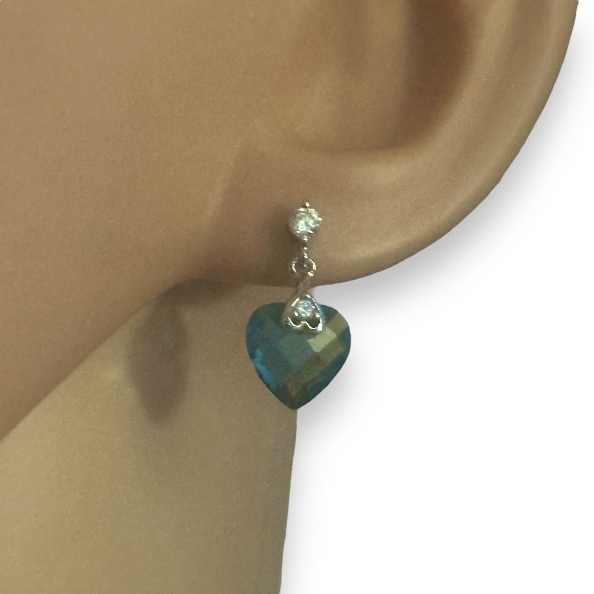 Other 925 blue gemstone dangle heart post earrings Size ONE SIZE - 3 Thumbnail