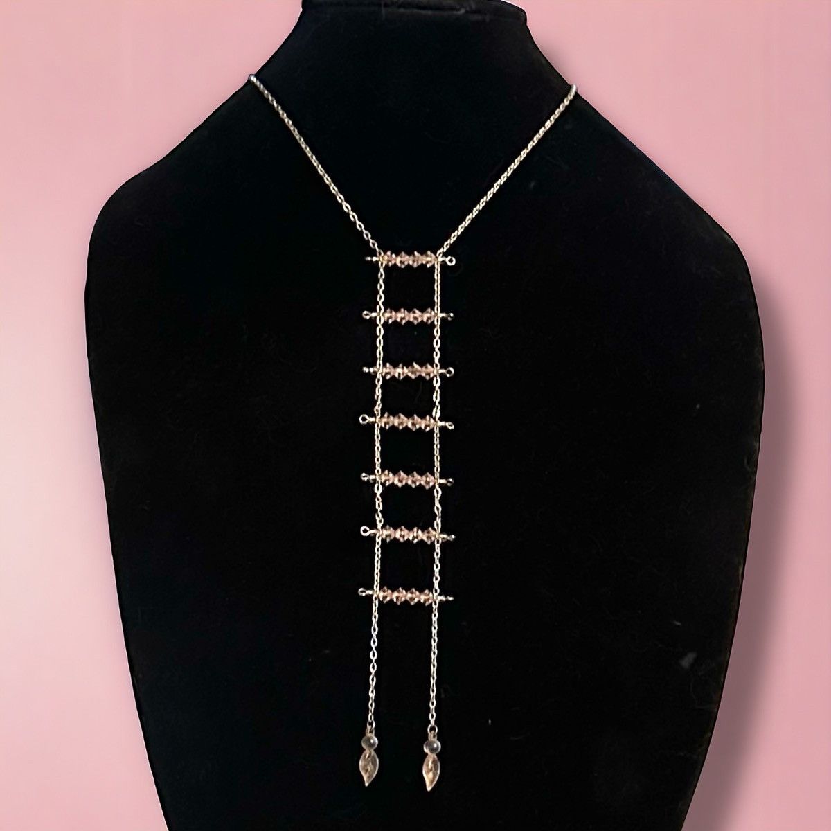Vintage Vintage silver tone pink crystal ladder necklace Size ONE SIZE - 1 Thumbnail