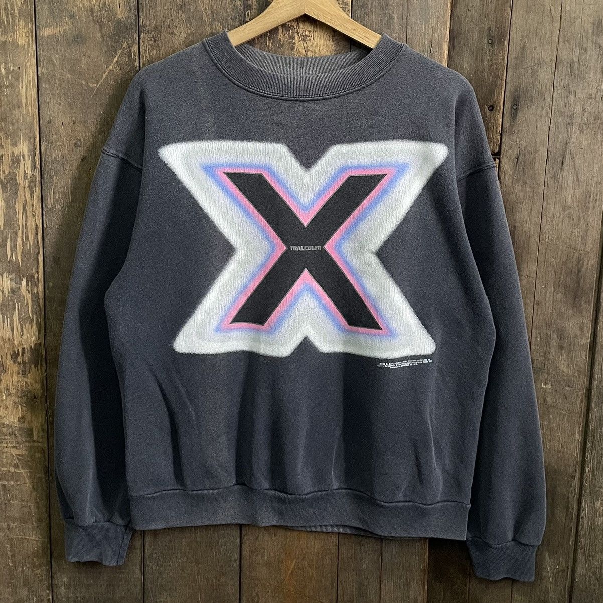 Vintage Vintage Malcolm X Big Logo Crewneck Sunfaded Sweatshirt Size US M / EU 48-50 / 2 - 1 Thumbnail