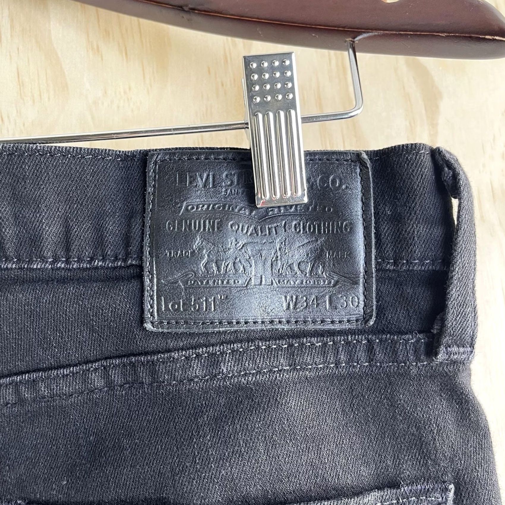 Levi's Levi's 511 Jeans Mens 34x30 Black Dark Wash Denim Slim Tapered Stretch Casual Size US 34 / EU 50 - 4 Thumbnail