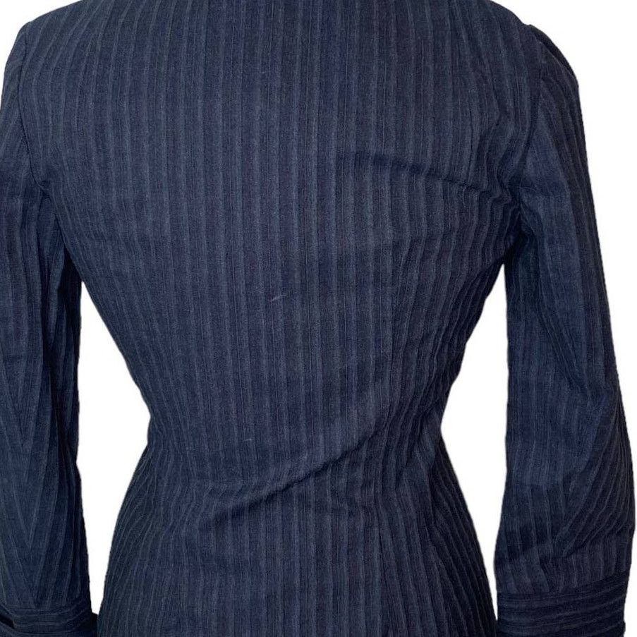 Gary Graham GARY GRAHAM Double Layer Faux Leather Pinstriped Blazer Size S / US 4 / IT 40 - 4 Thumbnail